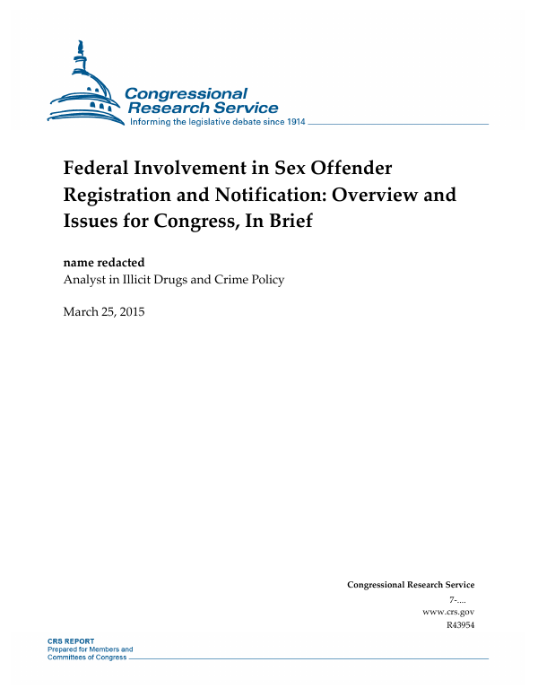 Federal Involvement In Sex Offender Registration And Notification