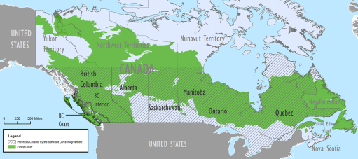 map of north america where they can show the coniferous forest where lumbering is practiced Softwood Lumber Imports From Canada Current Issues