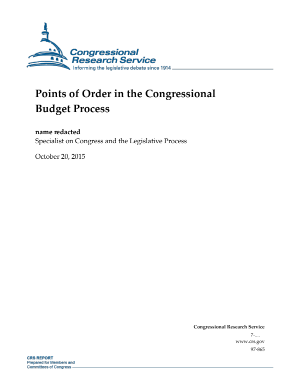Points of Order in the Congressional Budget Process - EveryCRSReport.com