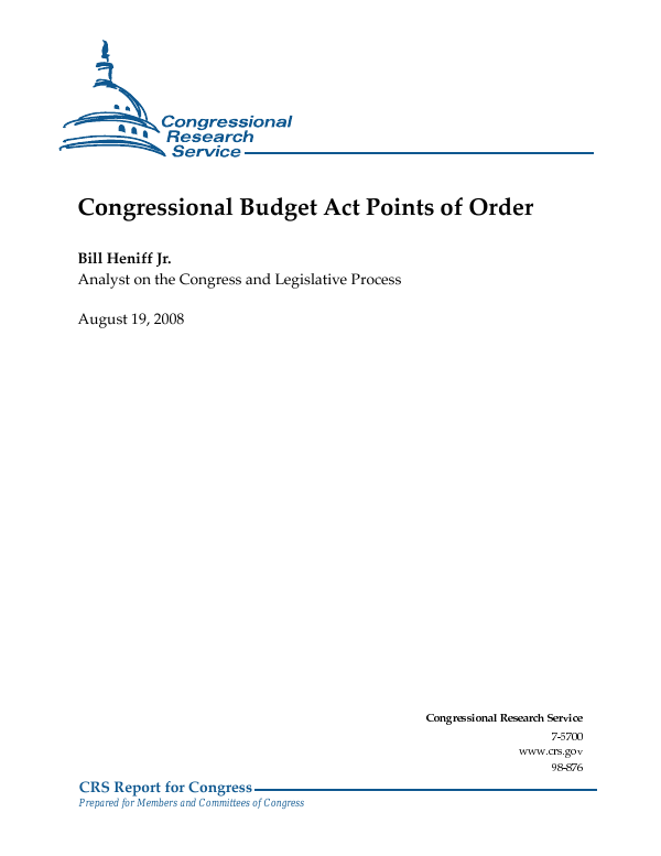 Congressional Budget Act Points of Order - EveryCRSReport.com