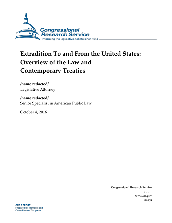 Extradition To and From the United States: Overview of the Law and