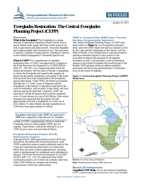 Everglades Restoration The Central Everglades Planning Project (CEPP