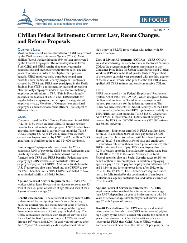 Chapter 3, Section 4: Computation of CSRS and FERS Benefits --  FederalSoup.com