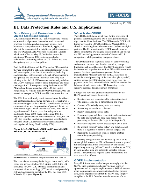 EU Data Protection Rules and U.S. Implications - EveryCRSReport.com