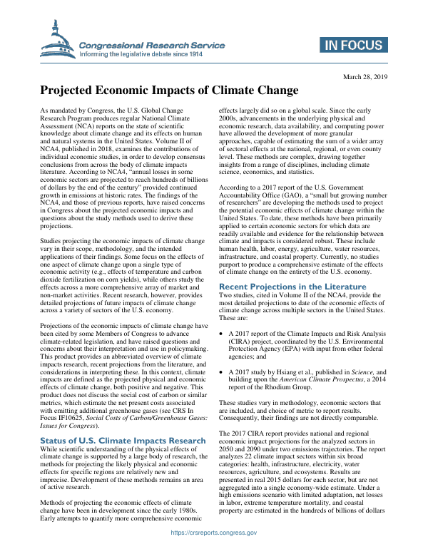 Projected Economic Impacts of Climate Change - EveryCRSReport.com