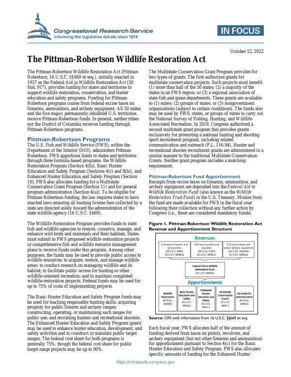 The PittmanRobertson Wildlife Restoration Act