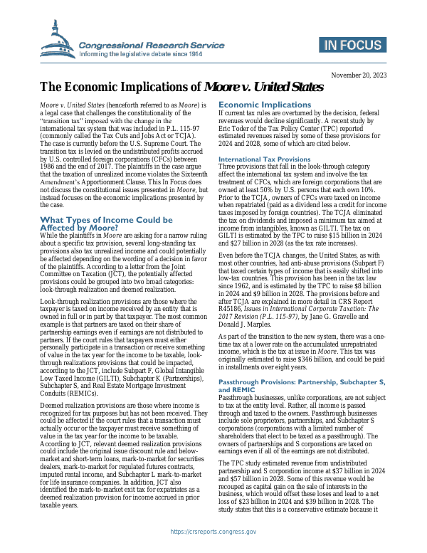 The Economic Implications of Moore v. United States - EveryCRSReport.com