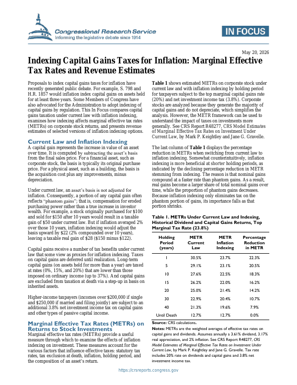 Indexing Capital Gains Taxes for Inflation: Marginal Effective Tax ...