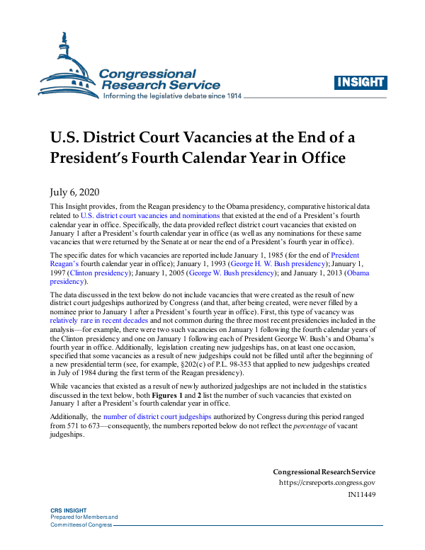 U.S. District Court Vacancies at the End of a President's Fourth Calendar  Year in Office - EveryCRSReport.com