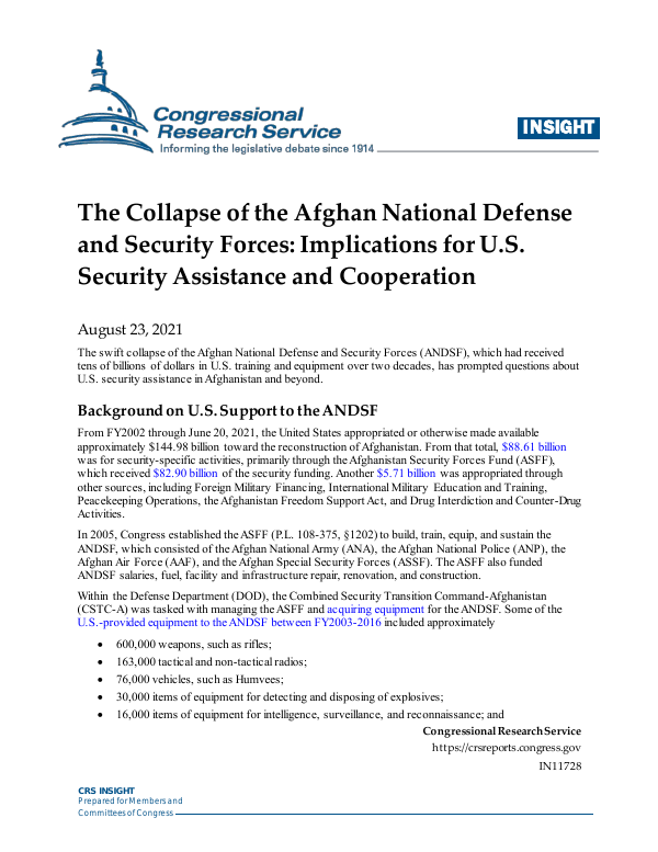 The Collapse of the Afghan National Defense and Security Forces ...
