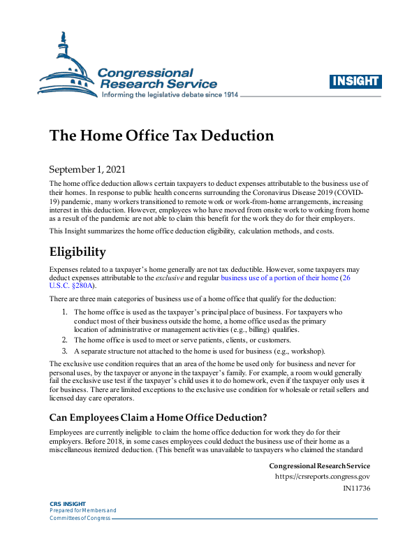 The Home Office Tax Deduction - EveryCRSReport.com