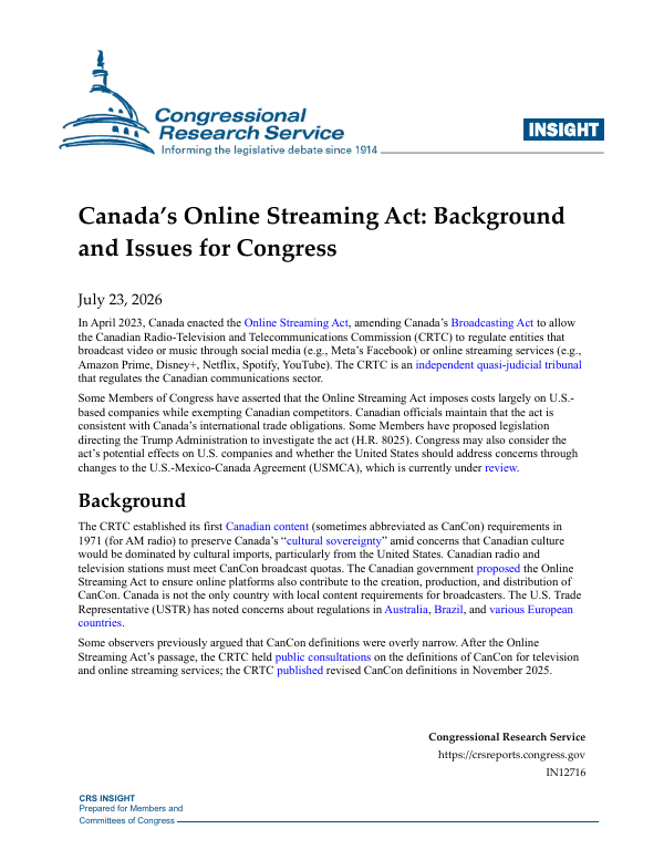 Canada orders CRTC to review 15% streaming revenue contribution mandate