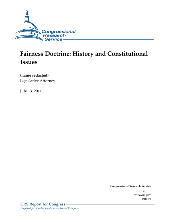 Facts Issue Ruling Doctrine Fairness Doctrine: History and Constitutional Issues - EveryCRSReport.com