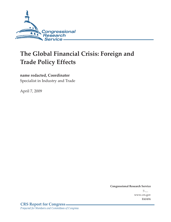 The Global Financial Crisis Foreign And Trade Policy - 