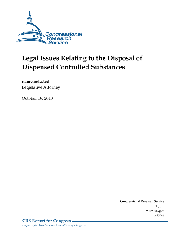 Legal Issues Relating to the Disposal of Dispensed Controlled