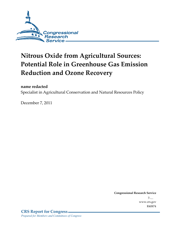 Nitrous Oxide from Agricultural Sources Potential Role in Greenhouse