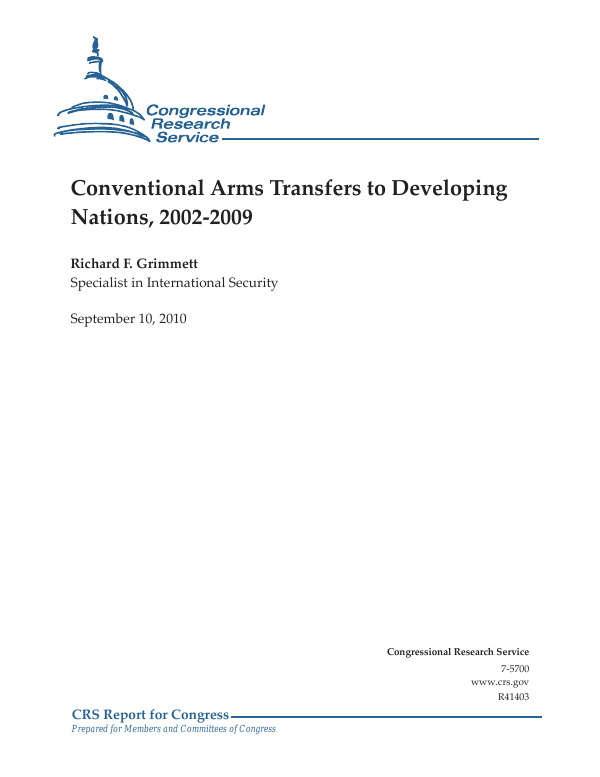 Conventional Arms Transfers to Developing Nations, 2002-2009 ...