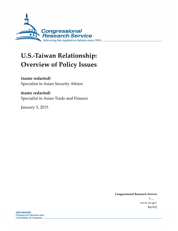U.S.Taiwan Relationship Overview of Policy Issues