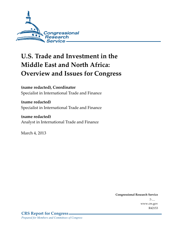U.S. Trade and Investment in the Middle East and North Africa: Overview ...
