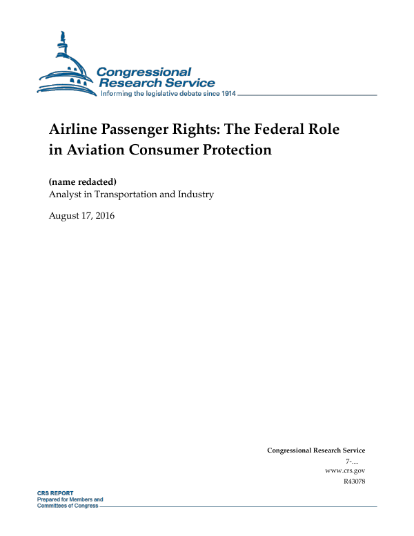 Airline Passenger Rights The Federal Role in Aviation Consumer