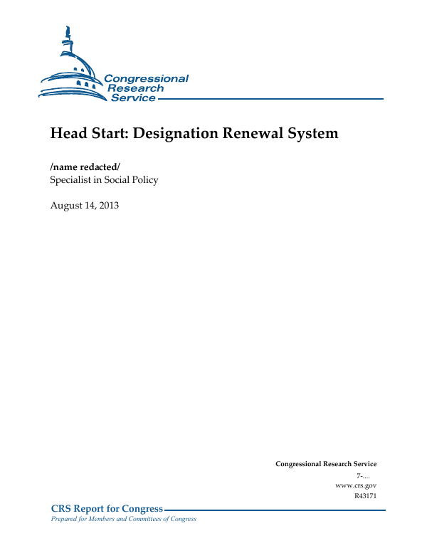 Head Start Designation Renewal System EveryCRSReport
