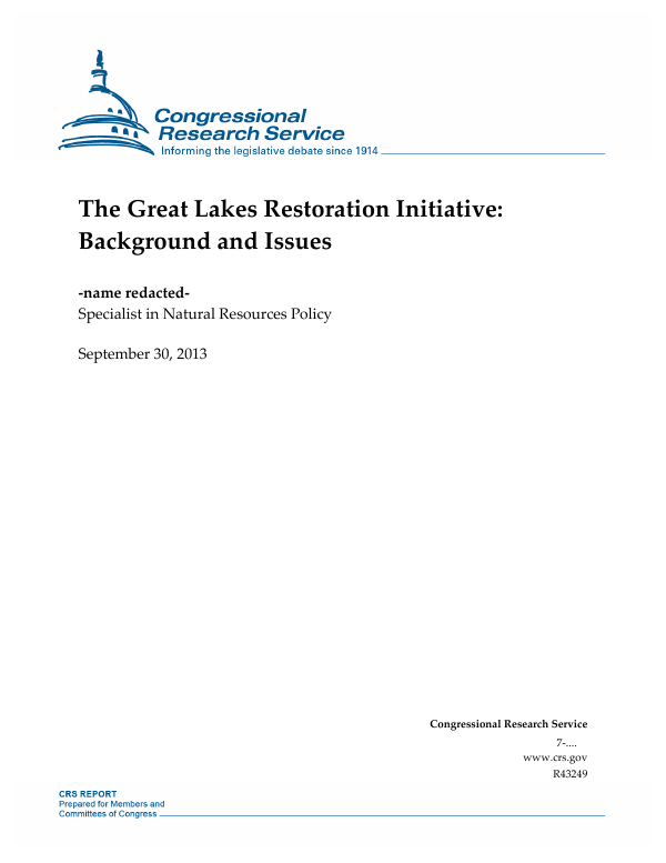 The Great Lakes Restoration Initiative: Background and Issues ...