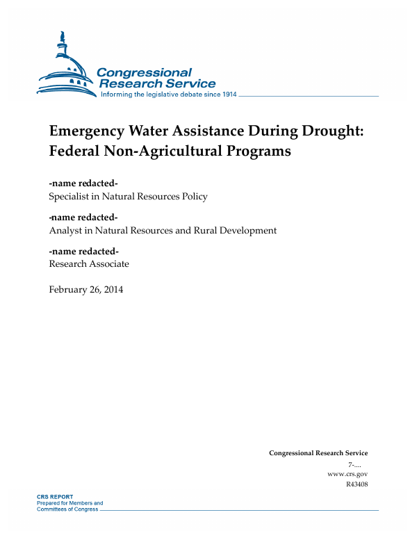 Emergency Water Assistance During Drought: Federal Non-Agricultural ...