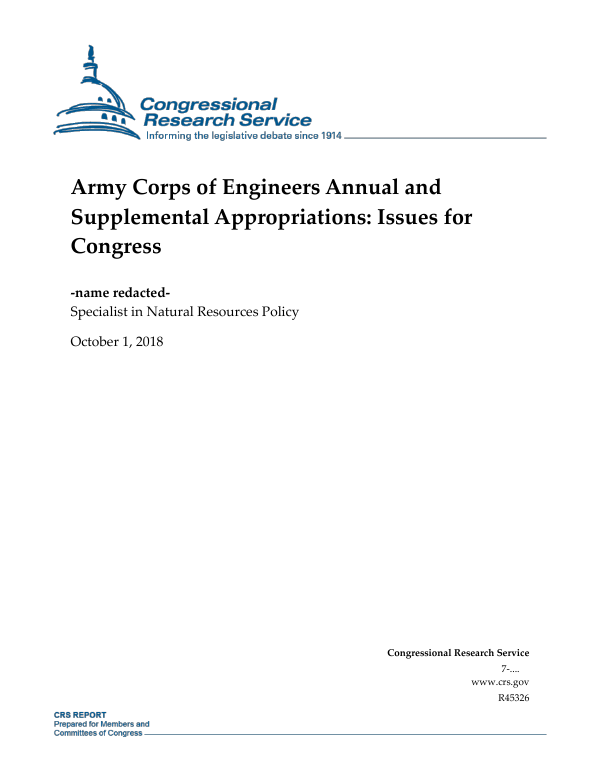 Army Corps of Engineers Annual and Supplemental Appropriations: Issues ...