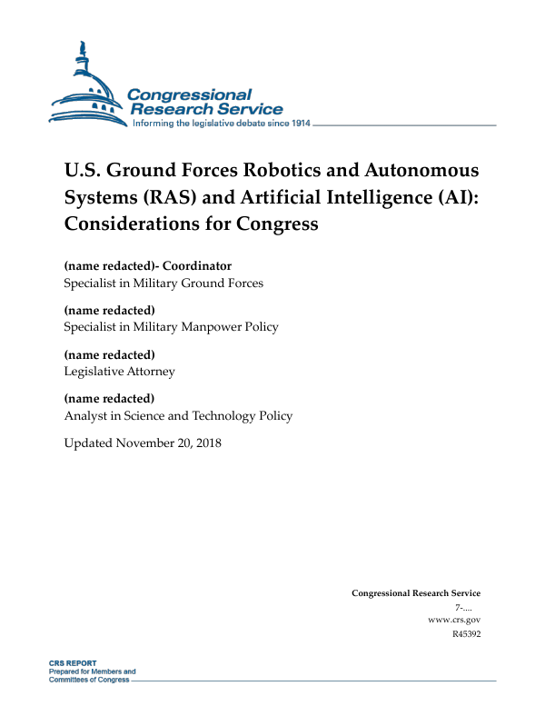 U.S. Ground Forces Robotics and Autonomous Systems (RAS) and Artificial ...