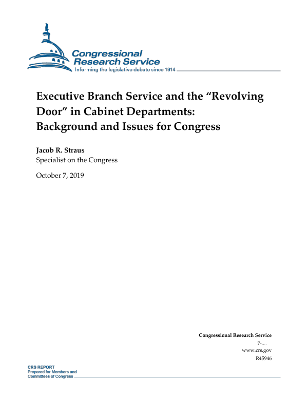 Executive Branch Service And The Revolving Door In Cabinet