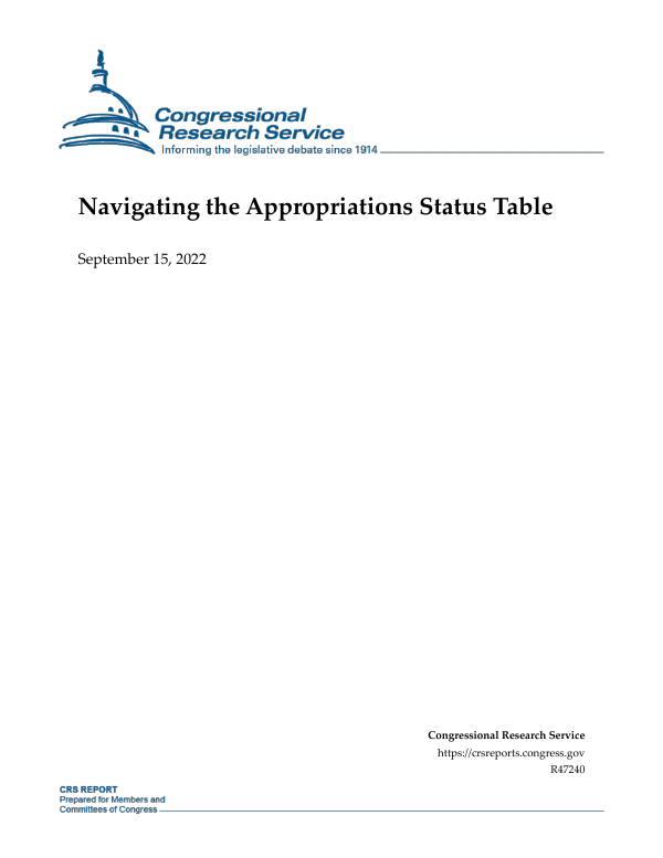Navigating the Appropriations Status Table
