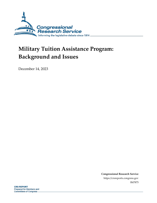 Military Tuition Assistance Program Background and Issues