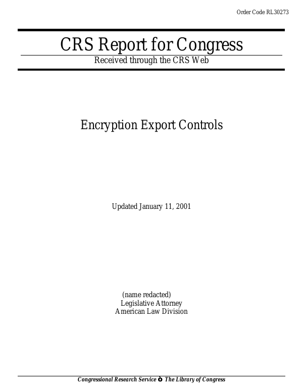 Encryption Export Controls - EveryCRSReport.com