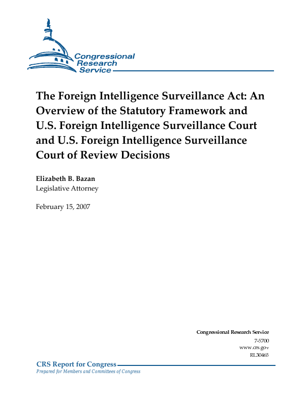 The Foreign Intelligence Surveillance Act An Overview of the Statutory