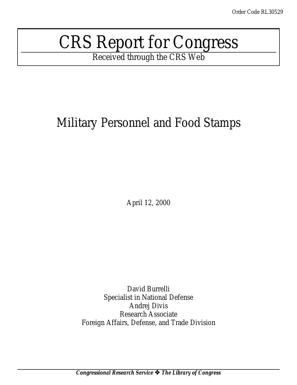 Military Personnel and Food Stamps