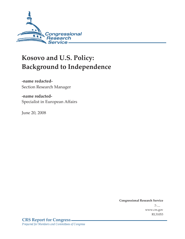 Kosovo And U S Policy Background To Independence Everycrsreport Com