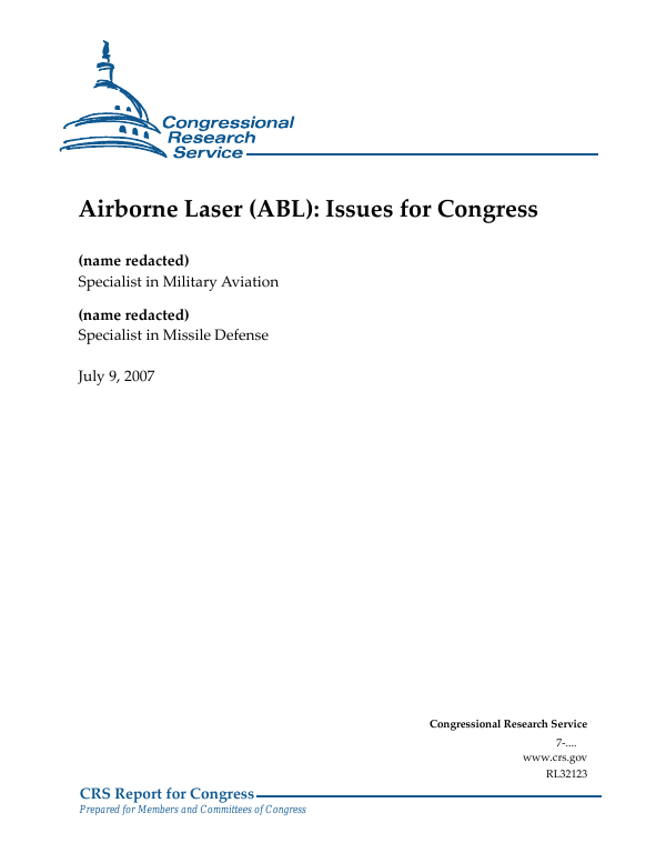 Airborne Laser (ABL): Issues for Congress - EveryCRSReport.com