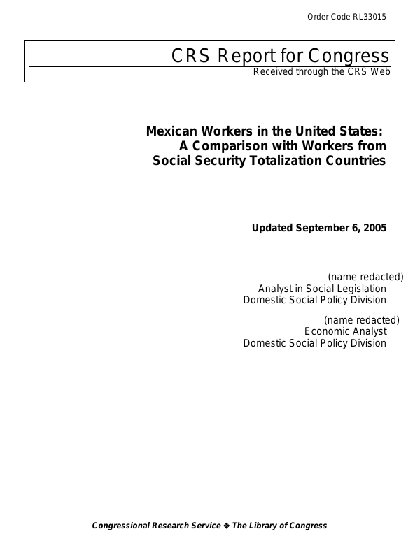 Mexican Workers in the United States: A Comparison with Workers from ...