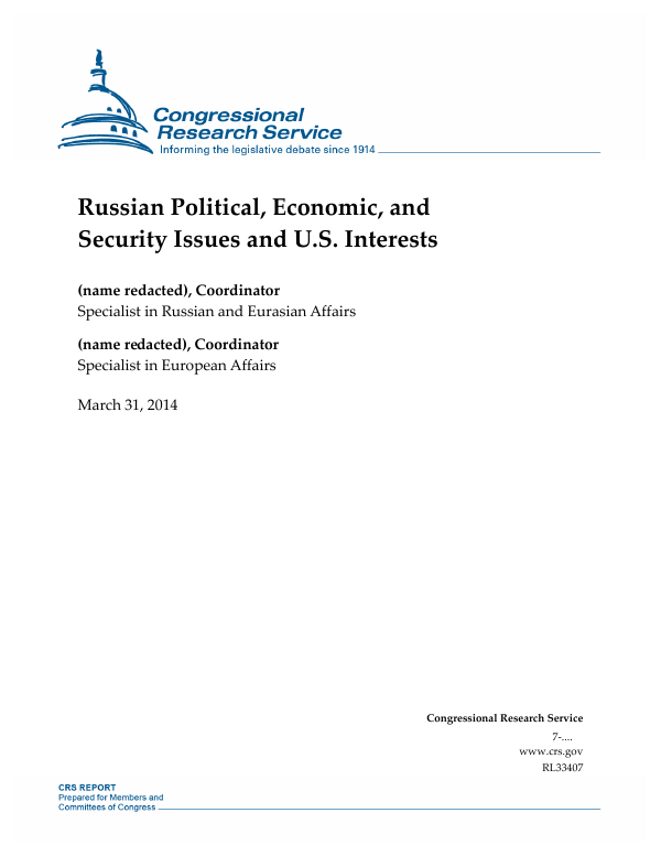 bud jord hverdagskost Russian Political, Economic, and Security Issues and U.S. Interests -  EveryCRSReport.com