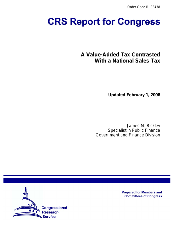 A ValueAdded Tax Contrasted With a National Sales Tax