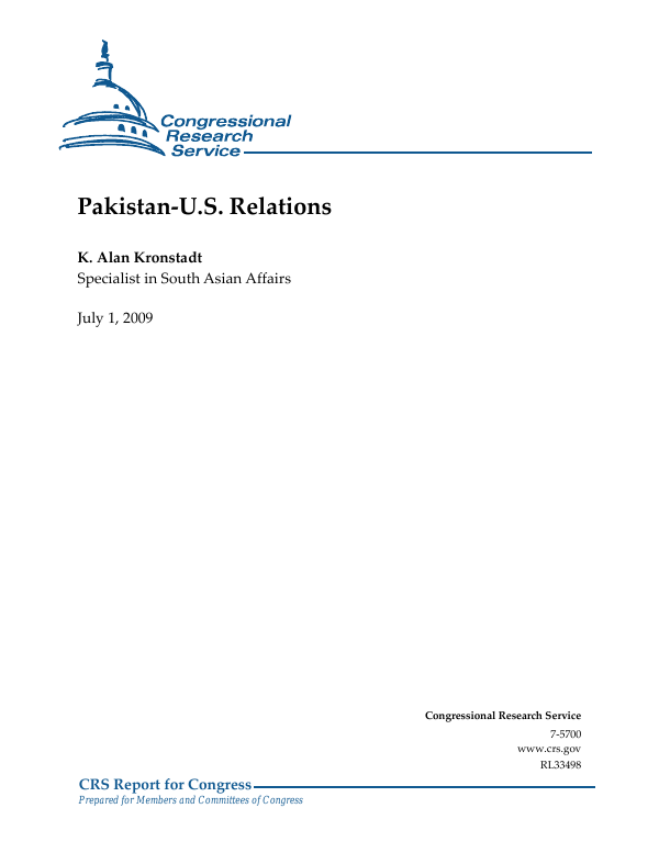 Pakistan U S Relations Everycrsreport Com