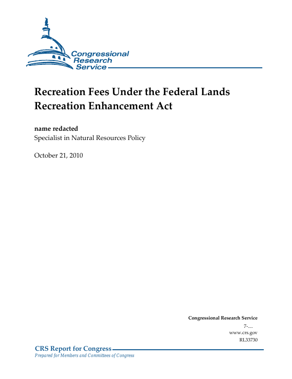 Flrea Program Recreation Fees Under the Federal Lands Recreation Enhancement Act ...