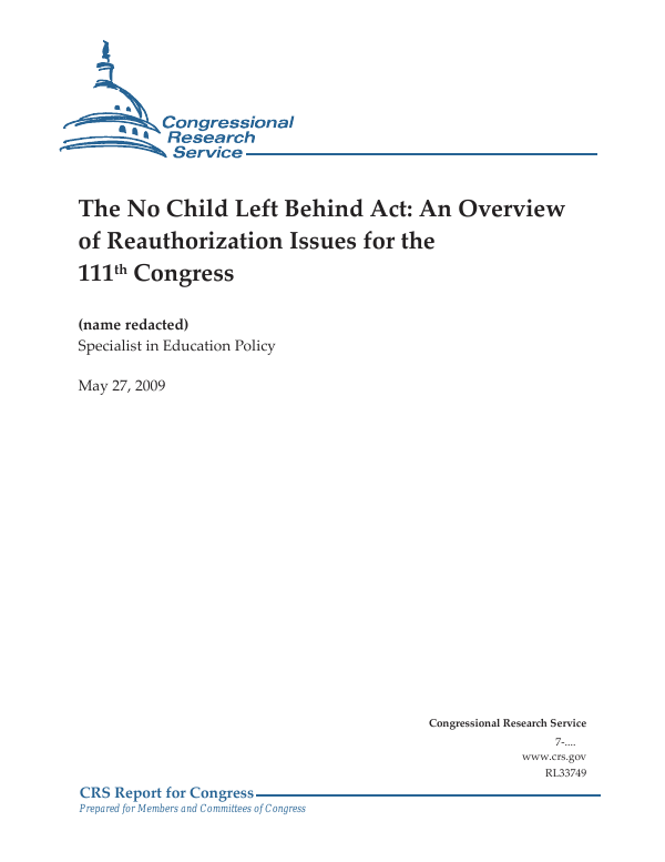 The No Child Left Behind Act: An Overview of Reauthorization Issues for ...