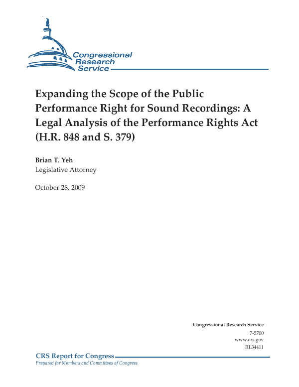 Expanding the Scope of the Public Performance Right for Sound ...