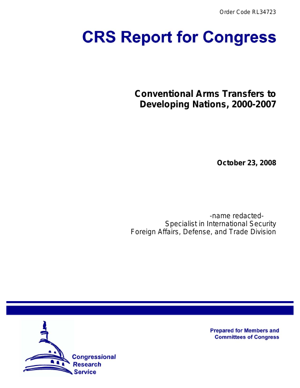 Conventional Arms Transfers to Developing Nations, 2000-2007 ...