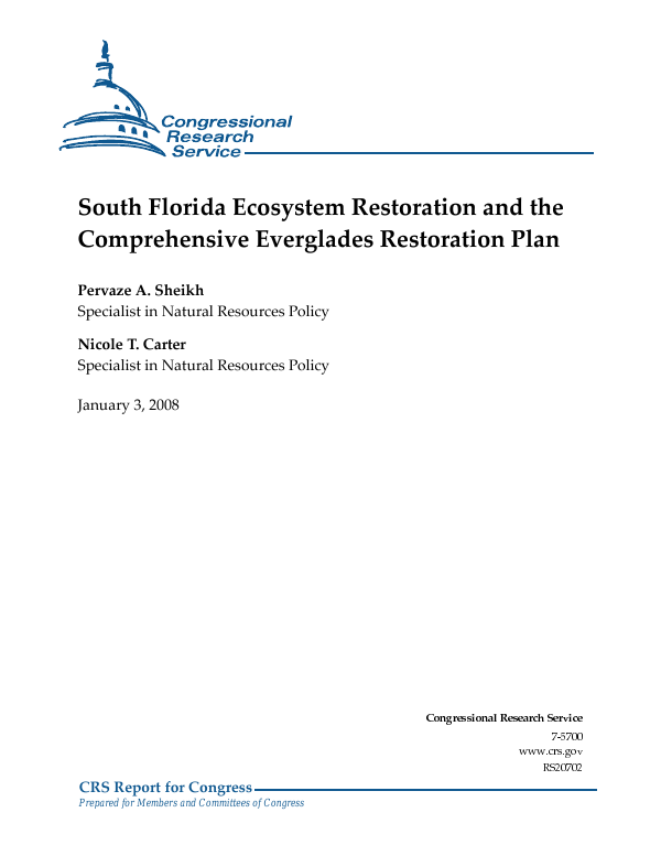 South Florida Ecosystem Restoration and the Comprehensive Everglades ...