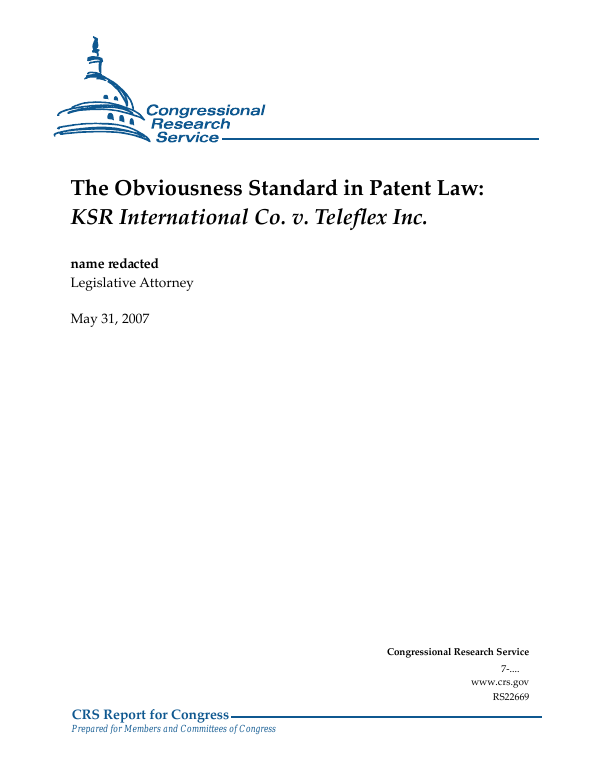 The Obviousness Standard In Patent Law KSR International Co V 