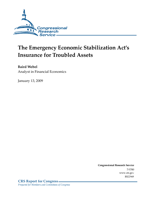 The Emergency Economic Stabilization Act’s Insurance for Troubled