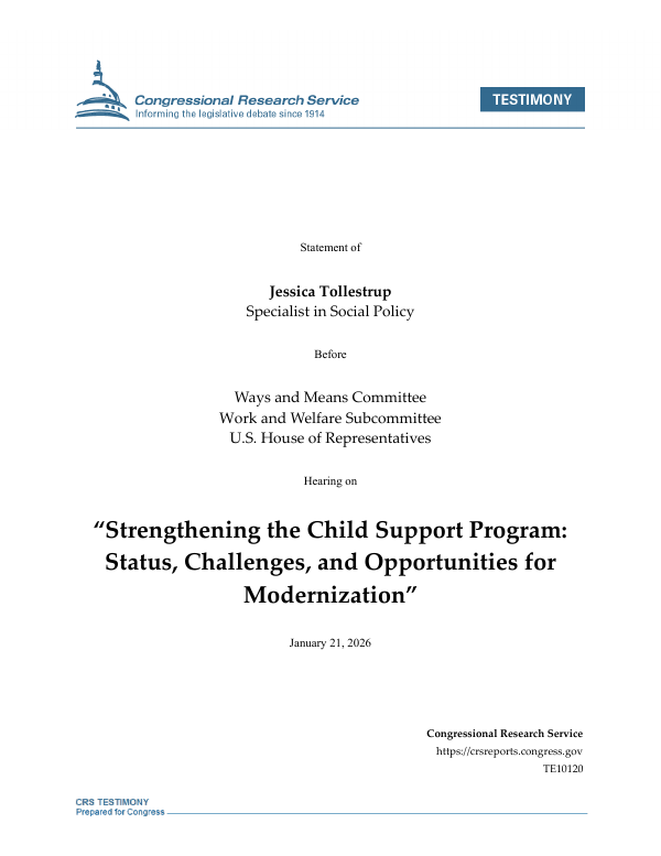 Child Support New Program Strengthening the Child Support Program: Status, Challenges, and ...